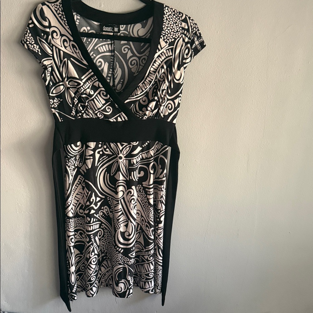 Black and White Abstract Mini Dress
